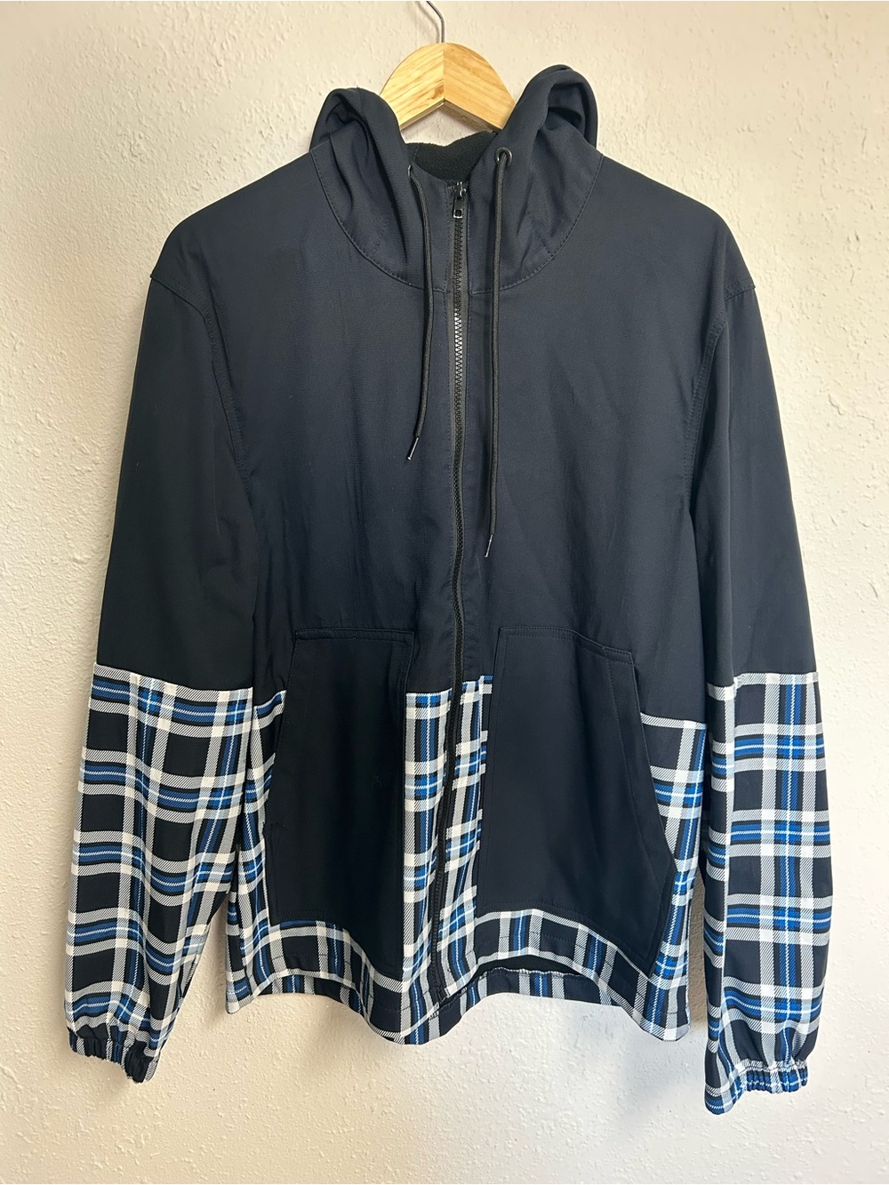 Nomad Plaid Colorblock Fleece Lined Hooded Jacket Mens XL